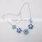 Jewelry Sets Rhodium Plated Combine With Five Alloy Flower Inlay Resin Stones Necklace And Earring Set