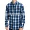 Cotton yarn dyed long sleeve mens plaid flannel shirt wholesale