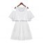 2016 Summer Women White Chiffon Celebrity Dresses Patchwork Short Ruffle Sleeve Princess Dress Off Shoulder Zipper Back Sundress