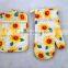 sunflower printed cotton linen 2 pcs kitchen set oven mitten and pot holder