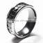 Mixed material carved titanium rings stainless steel with carved black zirconium inlaid rings