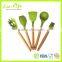 BPA Free 5pcs Set Silicone Kitchen Utensils with Bamboo Handle, Kitchenware Cooking Tool, Brush Spatula Spaghetti Turner Ladle