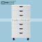 Wood Mobile 7 Drawer Filing Cabinet For Office/White