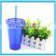 Wholesale Plastic Colorful Double Wall Straw Mug