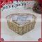 Decoration shallow mouth design straw woven heart shaped flower pot