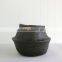 Black seagrass basket with leather handles/ Seagrass basket for home decoration