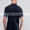 Custom Short Sleeve Button Placket Rib Collar Cuff Tip Men's 100% Polyester Breathable Pique 200g Navy Plain Casual Polo Shirt