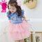2015 Summer fashion children lace jeans cowboy dress tutu lace puffy dress for kids
