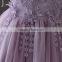 OEM baby girls Lovely Purple Embroidery flower Tassel Party dresses net frock design Tulle Fluffy baby first communion dress