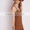 european sexy modern shoulder-straps tassel sueded girls dress