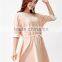 Women sweet pink knitting piece before printing the waist rope bat sleeve dress