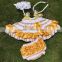 hot golden stripe swing top sets newborn girl clothes kids swing top sets with necklace and headband