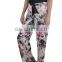 2015 Autumn/Winter family soft flower printed sleepwear pants wtih black belts