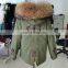 $345 winter clothing fashion raccoon fur collar army green beading jacket manufacturer