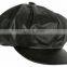 Black Genuine Leather Newsboy Cap Hat