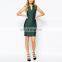 Stand Collar Slim Women Pencil Dress Stripe Elegant Women Career Dress