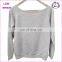 Ladies' heather grey fleece sweatshirt crew neck custom plain sweatshirt