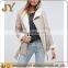 2017 OEM Service Faux-suede Winter Women Shearling Lined Grey Biker Jacket with Asymmetric Zip Fastening JYABF001