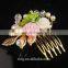 Bridal Hair Accessories Wedding Gold Metal Pearl Flower Leaf Hair Comb Hairpin