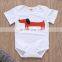 2019 New Summer Outfits Dog Full Print White Romper & Orange Pants 2PCS Set