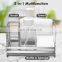 Stainless Steel Sink Caddy Kitchen Counter Sink Organizer with Drain Pan Dishcloth Hanging Rack Sponge Holder