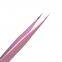 Tweezers beauty tool planting/grafting eyelashes bird's nest hair picking stainless steel straight head tweezers pink pointed cute sticker