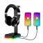 RGB Headset Holder with phone charging  gaming Headphone Desk Stand Portable Universal Gaming Headphone Display Stand