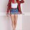 2015 Women Winter Long Sleeve Red Fringe Faux Suede Jacket