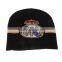 Printing football soccer fan knitted beanie hats acrylic headwear for men
