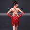 2016 Children Dance Dresses Sequin Outfit with Sleeves Girls Dance Latin Dress Latin Dance Kids Tassel Fringe
