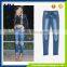 Popular in Euramerica fringed waist Slim leg opening hole stretch feet jeans trousers