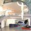 painted steel stringer laminated glass treads curved stairwith stainless steel rod railings