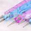 2 Ways wholesales crystal 2 ways 5 pcs wave printing blue pen nail dotting tool