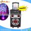 8inch promotion portable battery powered trolley speakers with bluetooth ,wireless MIC ,USB/SD/FM/Remote