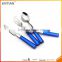 flatwares stainless steel cutlery, blue handle flatware, plastic handle flatware