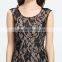 V-241-1 black lace with nude knit and 1/2 round neckline sleeveless full length 2016 prom dress party dress