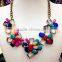 Exquisite colorful crystal gem flower necklace,The party necessary accessories