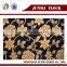 Yellow black flower pattern China home textile city design flocked, car seat fabric