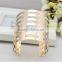 Women Gold Plated Hollow Link Wristlet Bangle With Stripes Design