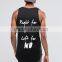 Black 50% Cotton 50% Polyester Tank Top with Graphic Print Men's Longline Curved Hem Tank Top Elongated Sleeveless T-Shirt