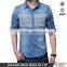 2016 New design men printed washed denim casual shirt , cowboy shirt