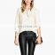 CHEFON Roll long sleeve collared women cotton blouse pictures of blouses for lady