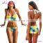 Paypal accept halter printed plus size custom wholesale bikini swimwear