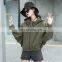 TWOTWINSTYLE Fashion Coat For Women Hooded Neck Long Sleeve Hem Drawstring Solid Streetwear Loose
