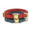 classical designed red leather dog collars with bronze quick release buckle