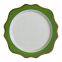 Sun Floral Shape Antique Green Gold Rim Platters Serving Dish Ceramic Porcelain Banquet Charger Plates for Wedding
