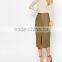 Linen Split Front Open Pencil Skirt For Women