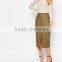 Linen Split Front Open Pencil Skirt For Women