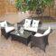 Commercial modern leisure ways black rattan garden line patio furniture with white waterproof cusion