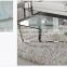 2016 Factory Supply Hot Sales Pure Glass Metal Stainless Steel Coffee Table Set